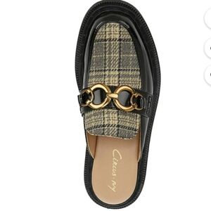 Circus NY By Sam Edelman Plaid Elena Gold Chain Detail Slip On Clogs Size 8